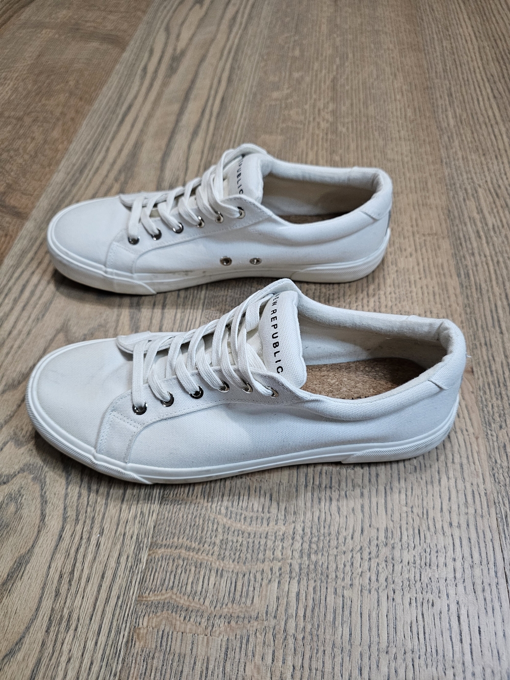White Canvas Sneakers - New Republic Cork Footbed